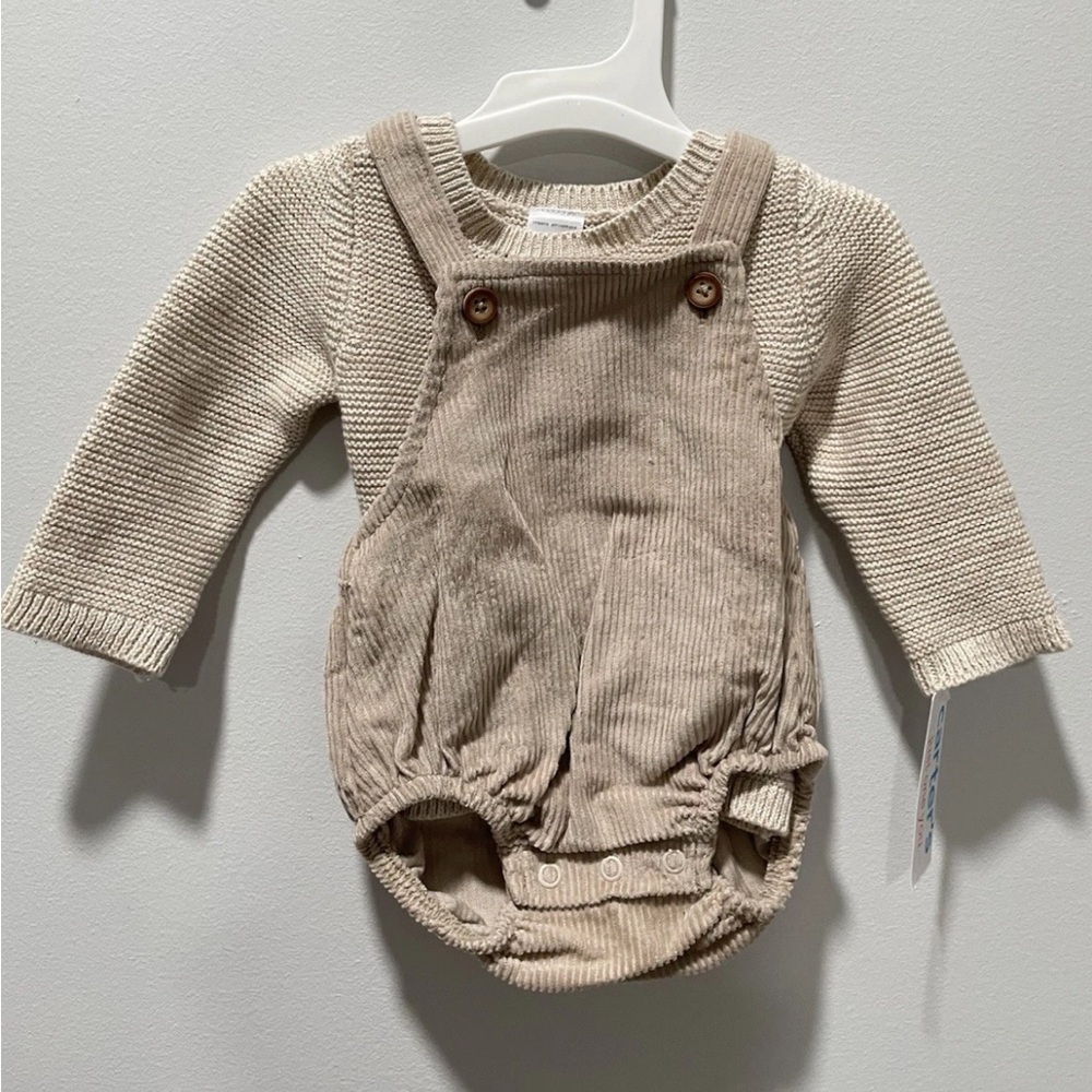 Carter's Just One You 2 Piece Overalls Short Set  Size 3M New With Tags